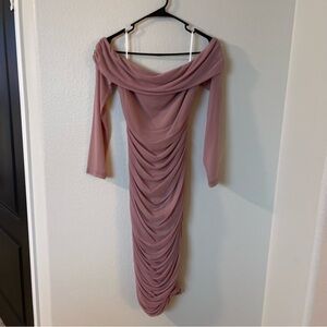 Elegant Mauve Off-Shoulder Dress